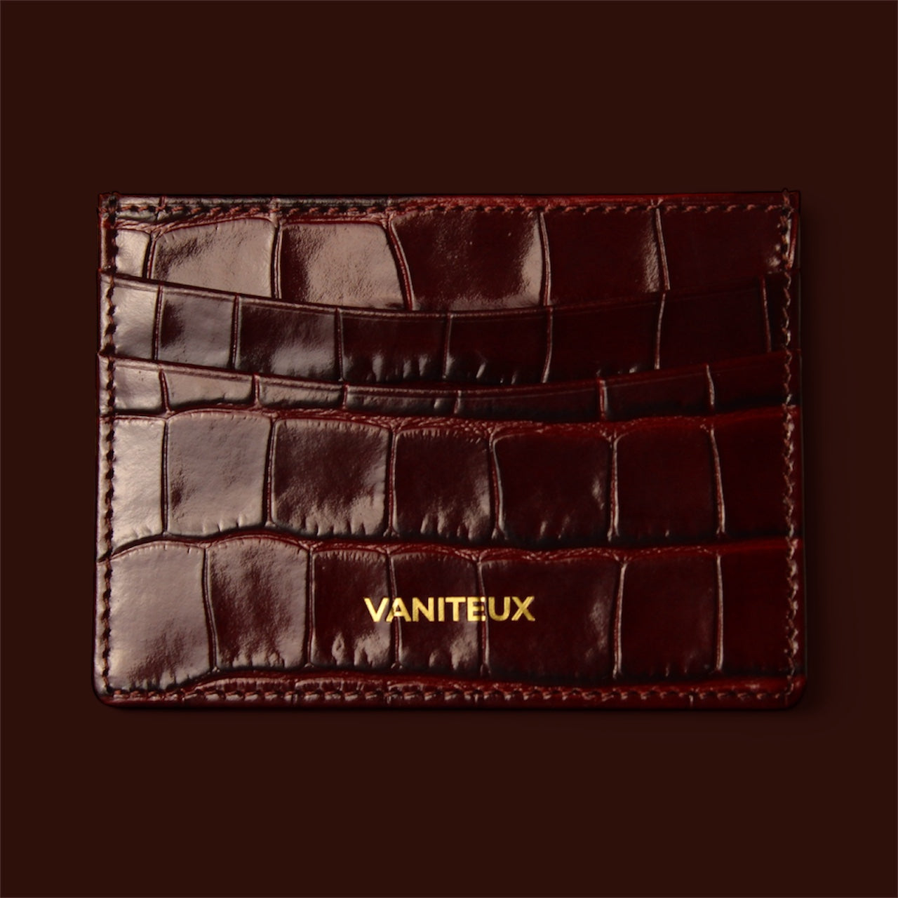 VNTX Crocodile Card Holder - Bordeaux