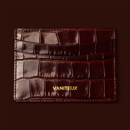 VNTX Crocodile Card Holder - Bordeaux